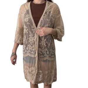 Miss Chievous Lace Mesh Cardigan in Cream